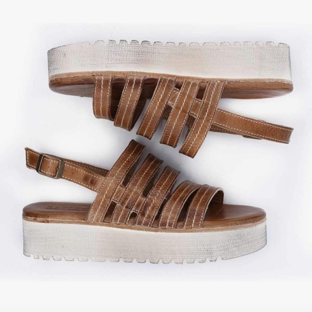 Bed Stu Brown and White Women Sandals